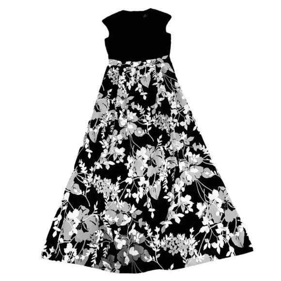 Alex Evenings Black Gray Floral Skirted Gown 8 - Picture 4 of 8